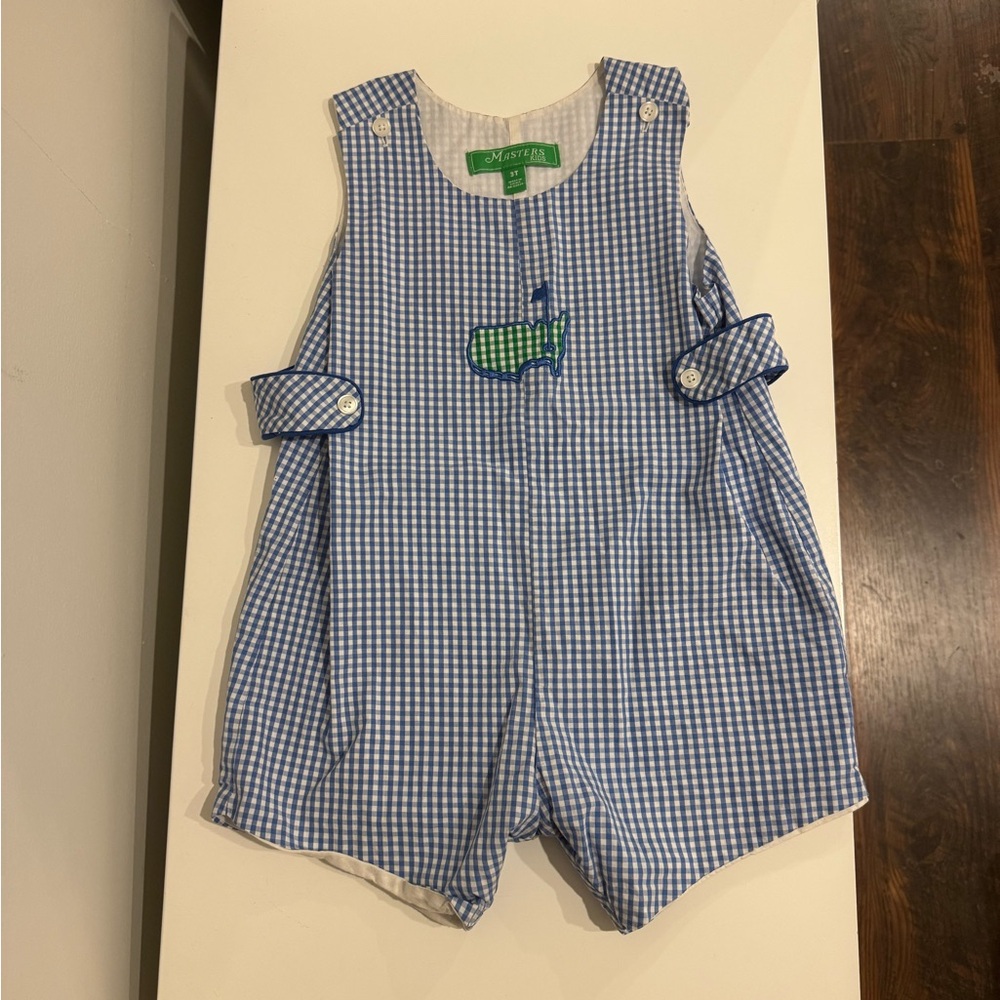 Masters Boys Blue Gingham Whale Appliqué One-Piece